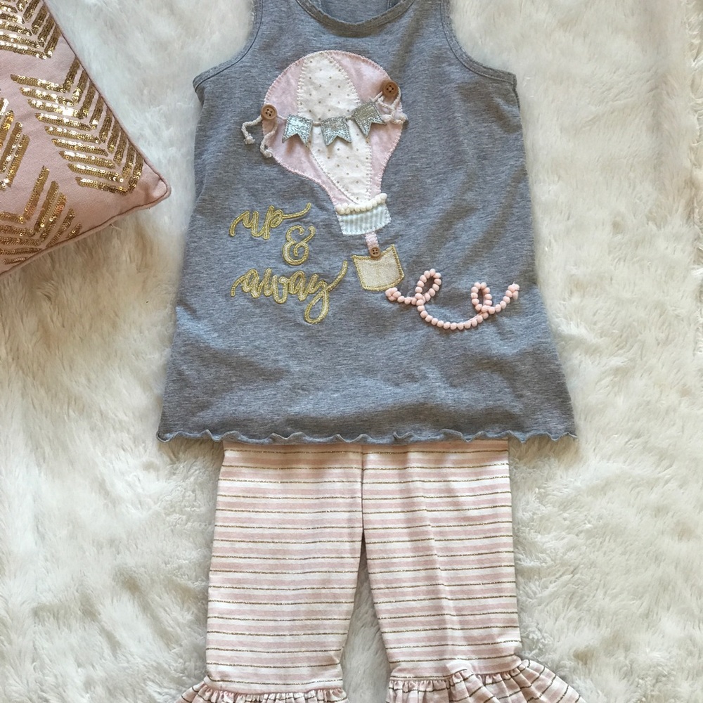 Girls Mud Pie Up & Away Tank + Ruffle Capri Outfit